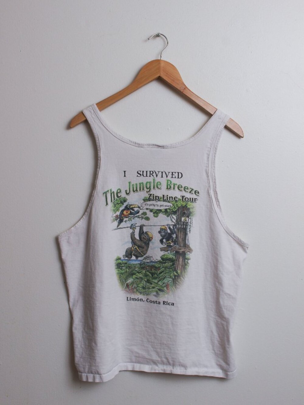 Costa Rica Graphic Tank Top Mens White Jungle Breeze Tourist Shirt
